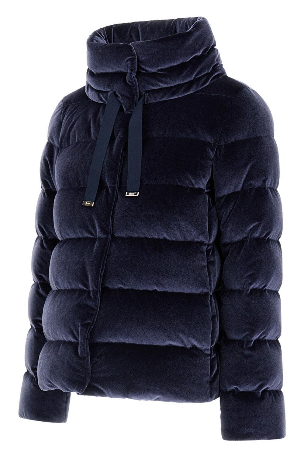 Velvet Quilted Short Jacket-BLU NAVY-40-CLOTHINGJACKETCASUAL-HERNO