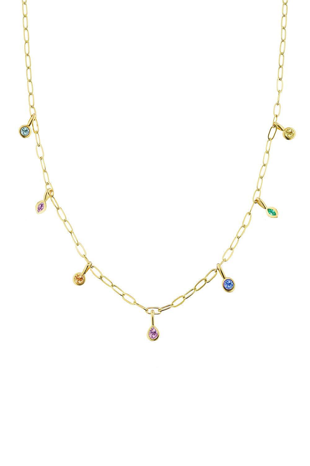 Multi Sapphire Bezel Necklace-YELLOW GOLD-18-JEWELRYFINE JEWELNECKLACE O-SORELLINA