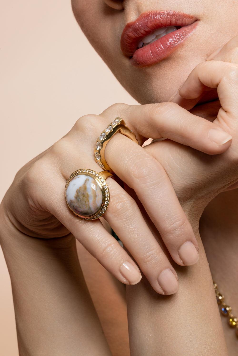Memoire Classic Signature Drop Ring-YELLOW GOLD-6.5-JEWELRYFINE JEWELRING-TAMARA COMOLLI