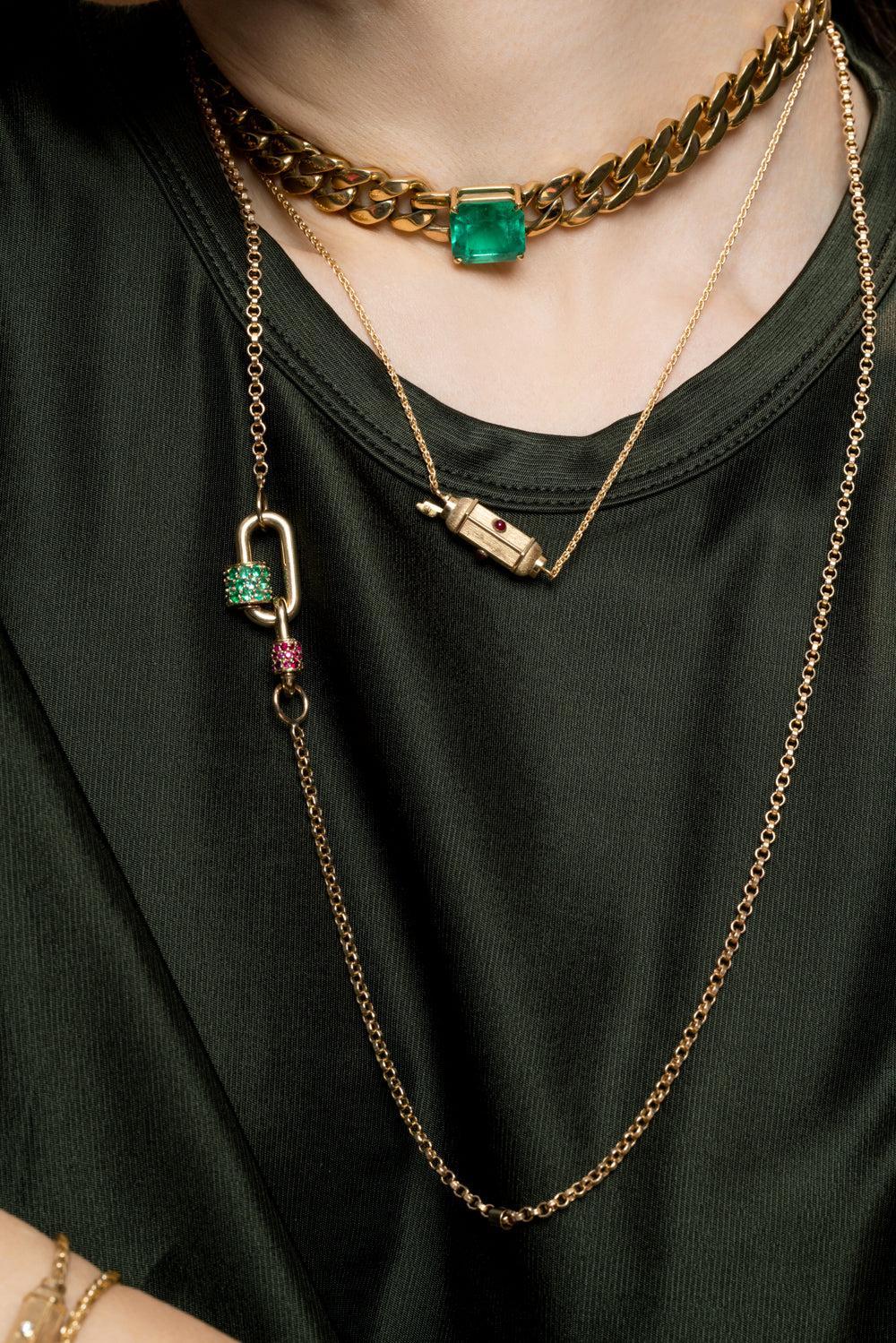 Ruby Micro Coco Necklace-YELLOW GOLD-42-JEWELRYFINE JEWELNECKLACE O-MARIE LICHTENBERG