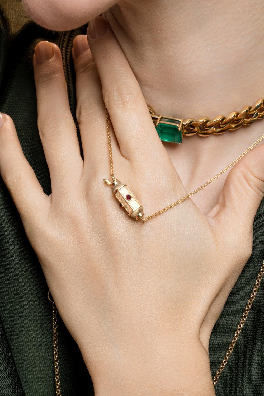 Ruby Micro Coco Necklace-YELLOW GOLD-42-JEWELRYFINE JEWELNECKLACE O-MARIE LICHTENBERG
