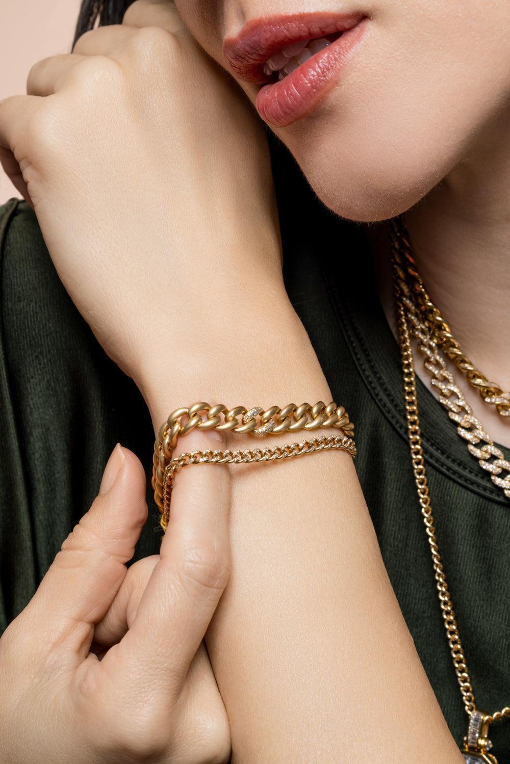 Diamond Baby Link Bracelet-YELLOW GOLD-JEWELRYFINE JEWELBRACELET O-SHAY JEWELRY