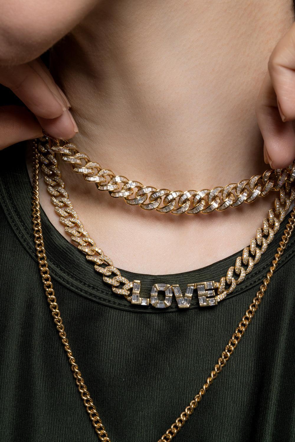 Diamond Baguette Essential Link Necklace-YELLOW GOLD-JEWELRYFINE JEWELNECKLACE O-SHAY JEWELRY