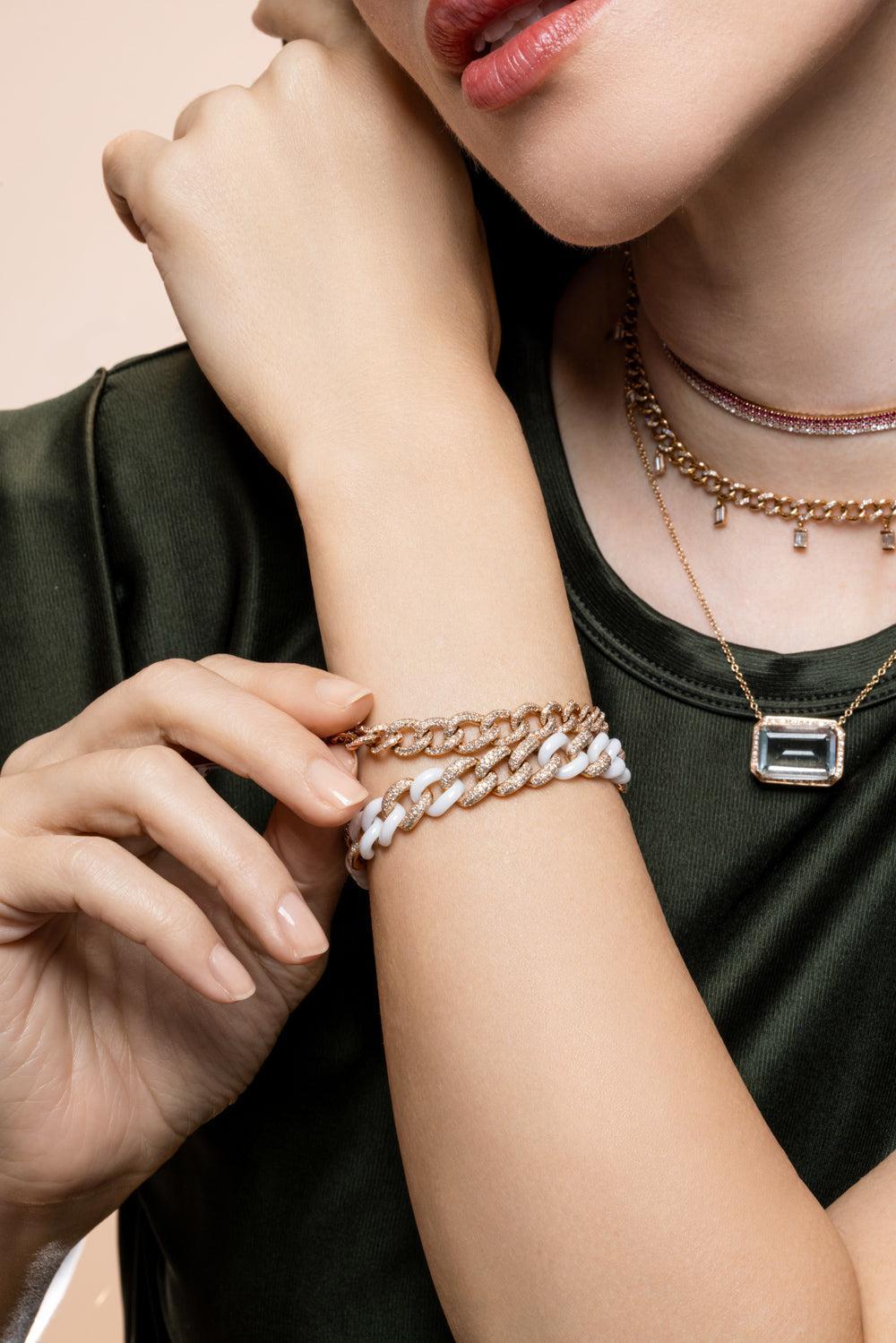 Diamond Gradual Link Bracelet-ROSE GOLD-6.5-JEWELRYFINE JEWELBRACELET O-SHAY JEWELRY