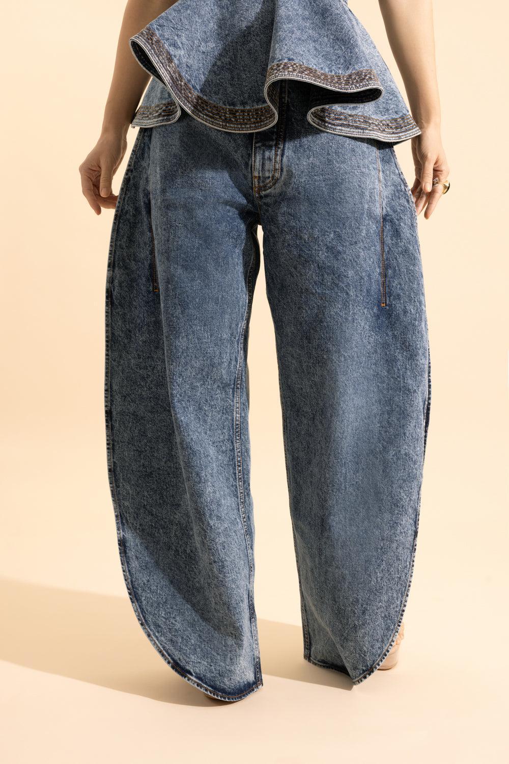 Petal Pants-BLEU-36-CLOTHINGPANTDENIM-ALAÏA