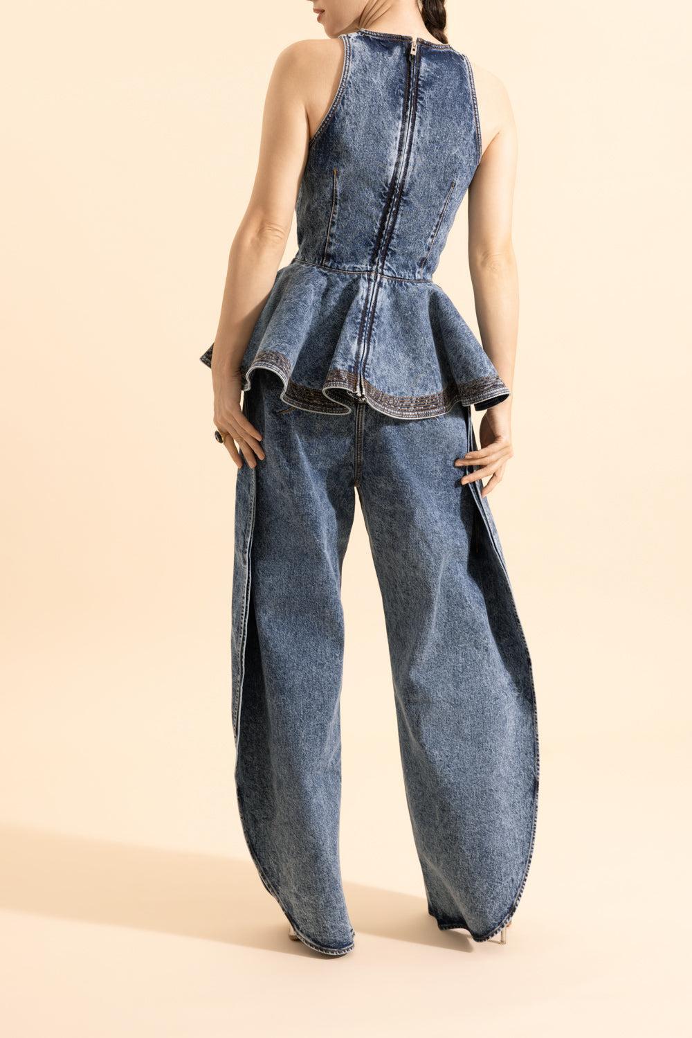 Petal Pants-BLEU-36-CLOTHINGPANTDENIM-ALAÏA