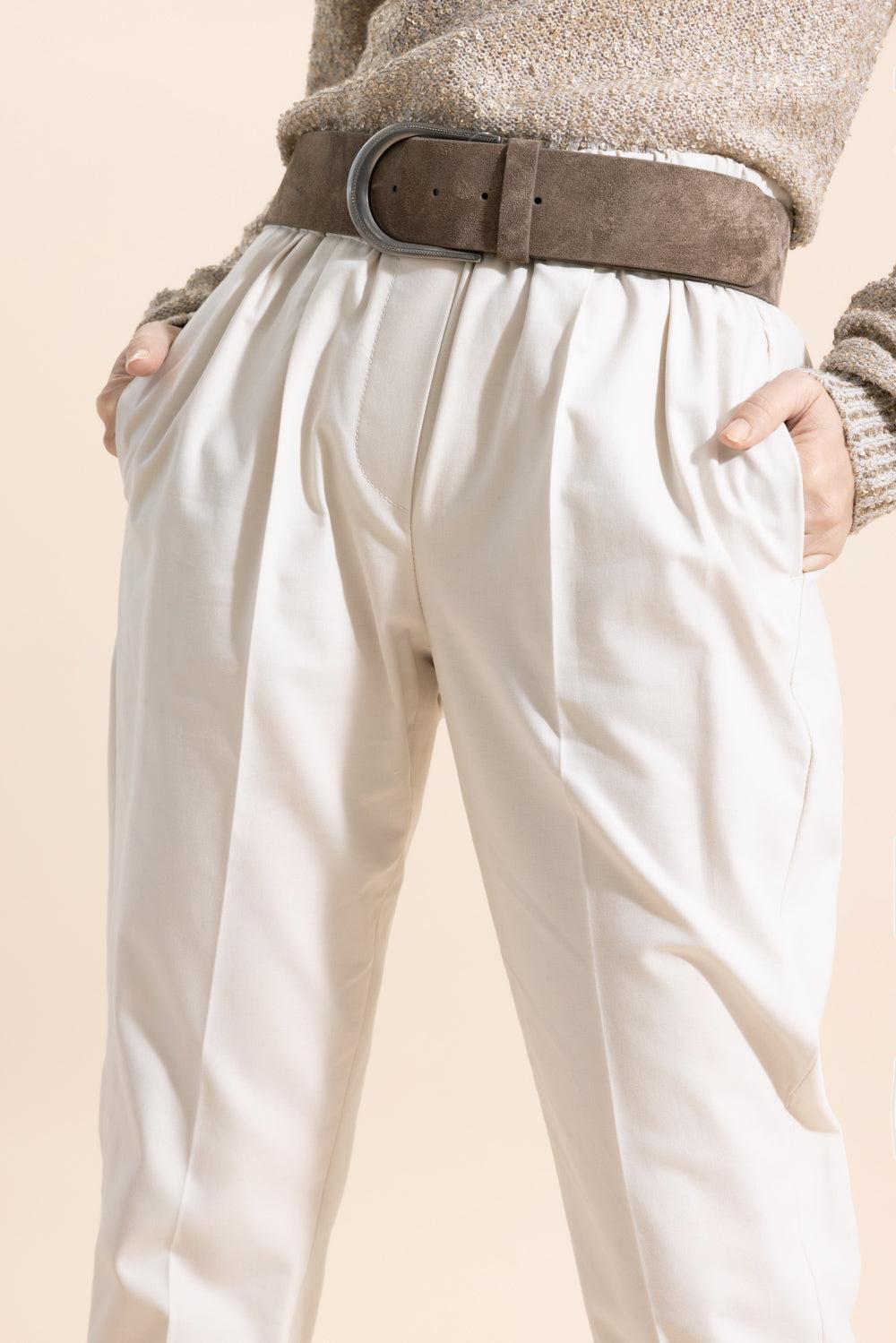 Classic Pull On Pant - Oat Grain-CREAM-36-CLOTHINGPANTCASUAL-BRUNELLO CUCINELLI