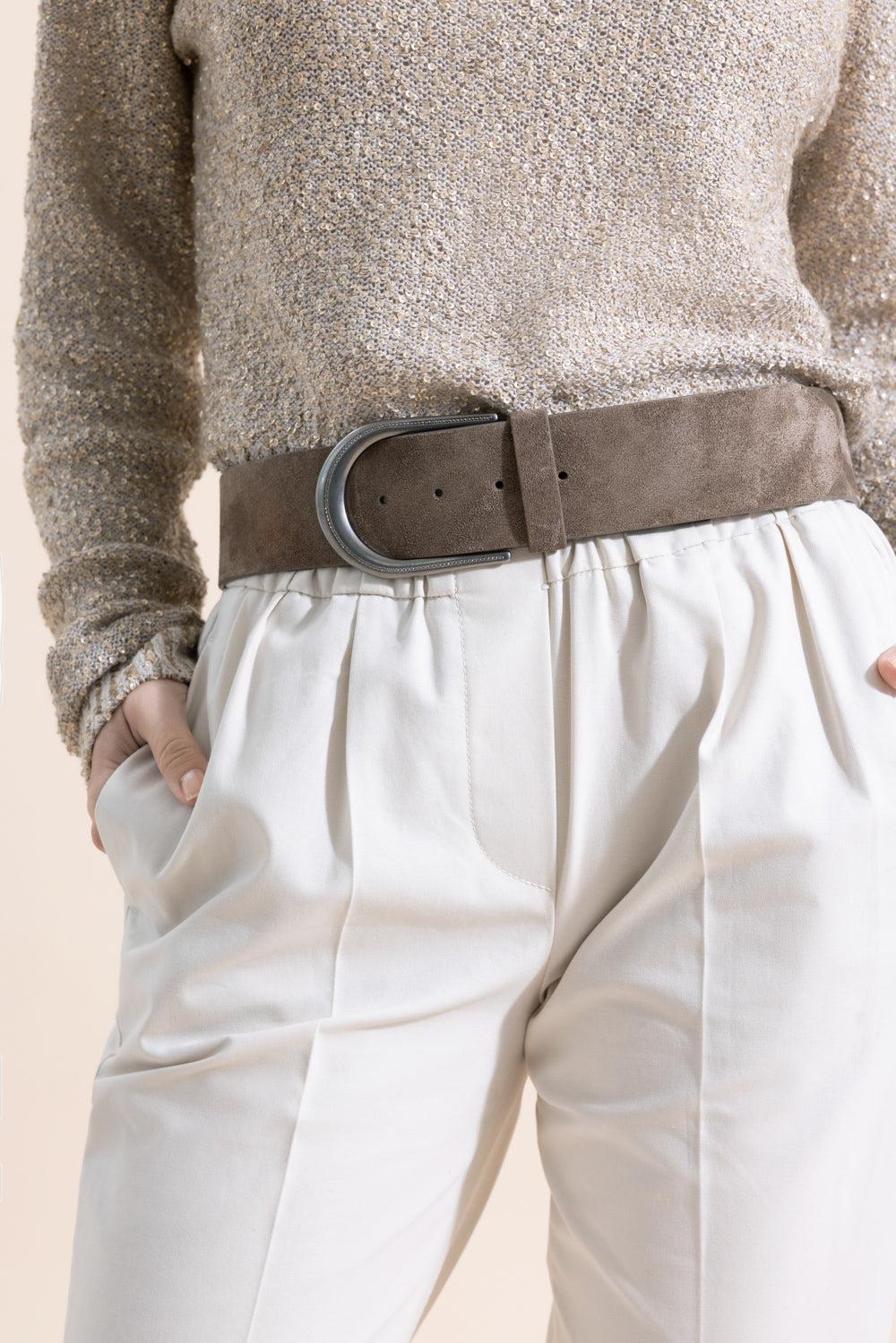 Stirrup Buckle Chain Belt-BROWN-S-ACCESSORIEBELTS-BRUNELLO CUCINELLI