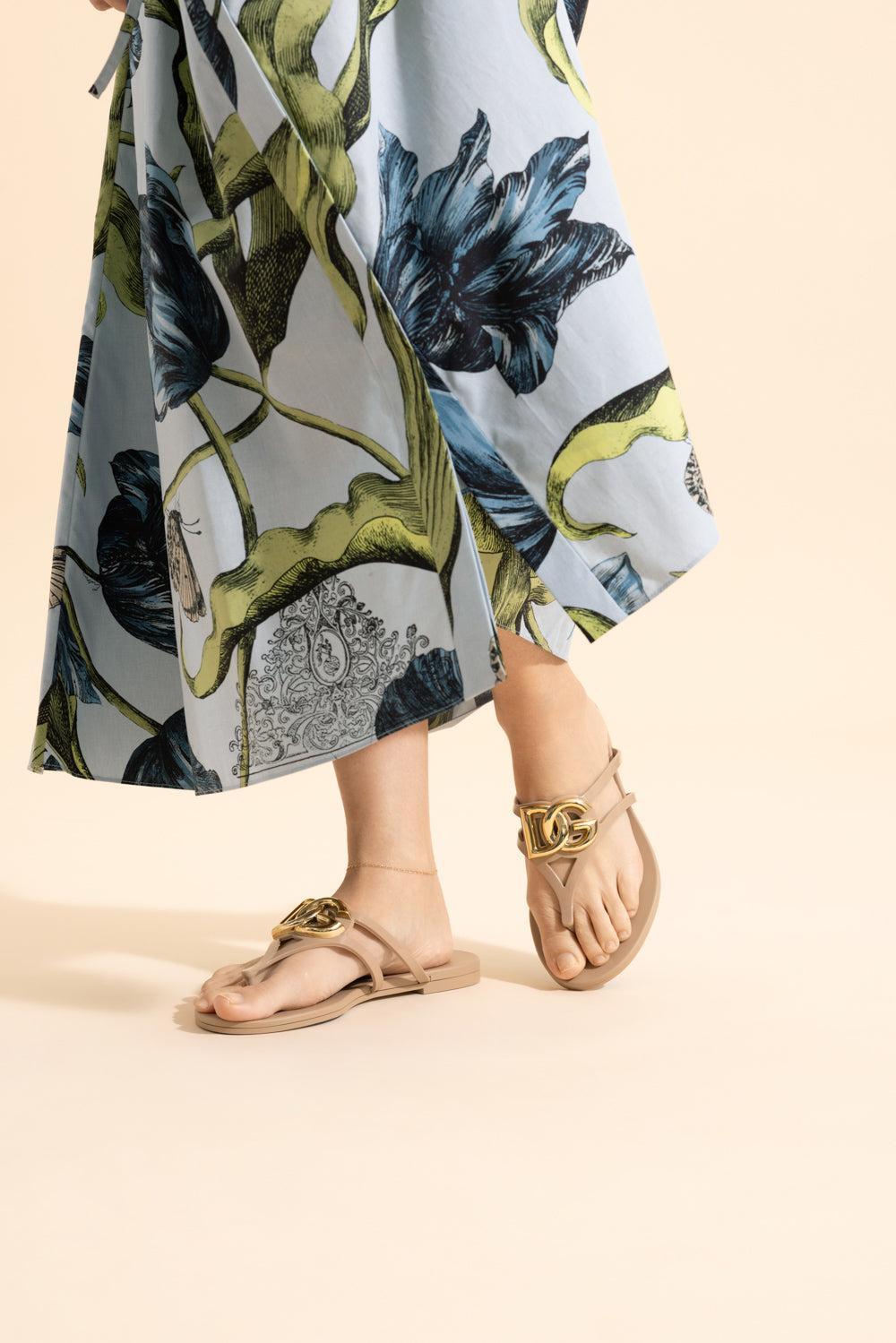 Rubber Thong Sandal - Powder Gold-CREAM-36-SHOESANDAL-DOLCE & GABBANA