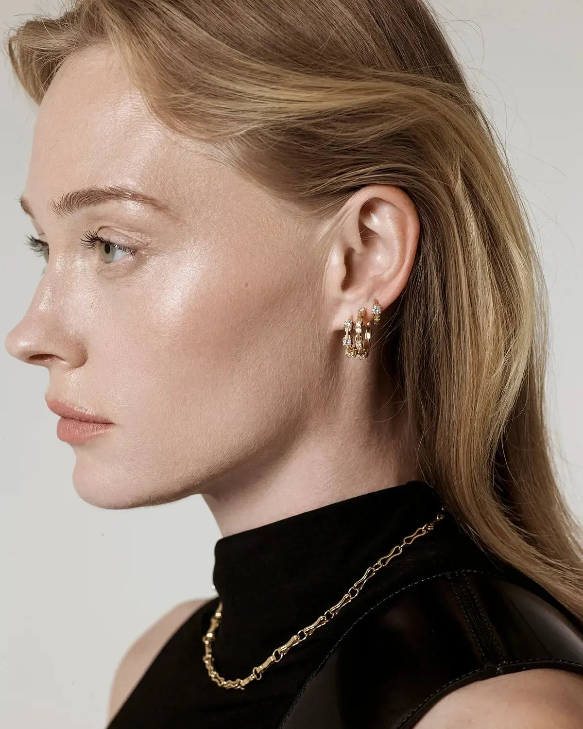 Large Pirouette Diamond Huggie Earrings-YELLOW GOLD-JEWELRYFINE JEWELEARRING-AZLEE