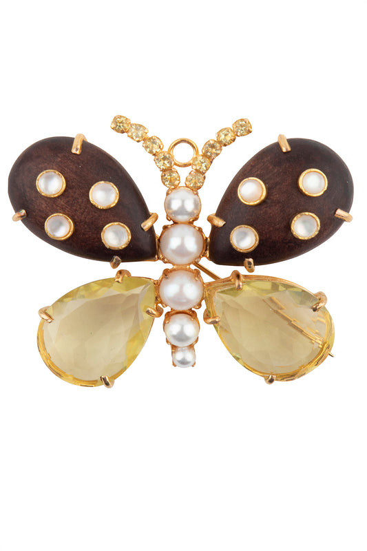 Quartz Wood Aspen Pin Pendant