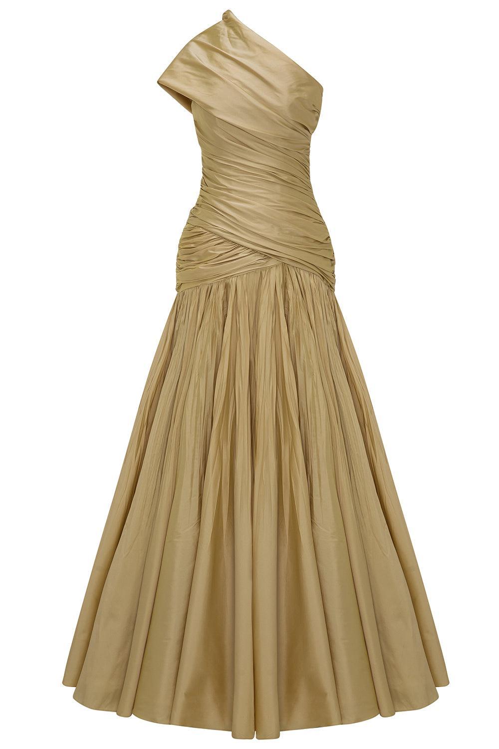One Shoulder Gown-GOLD-36-CLOTHINGDRESSGOWN-MARMAR HALIM