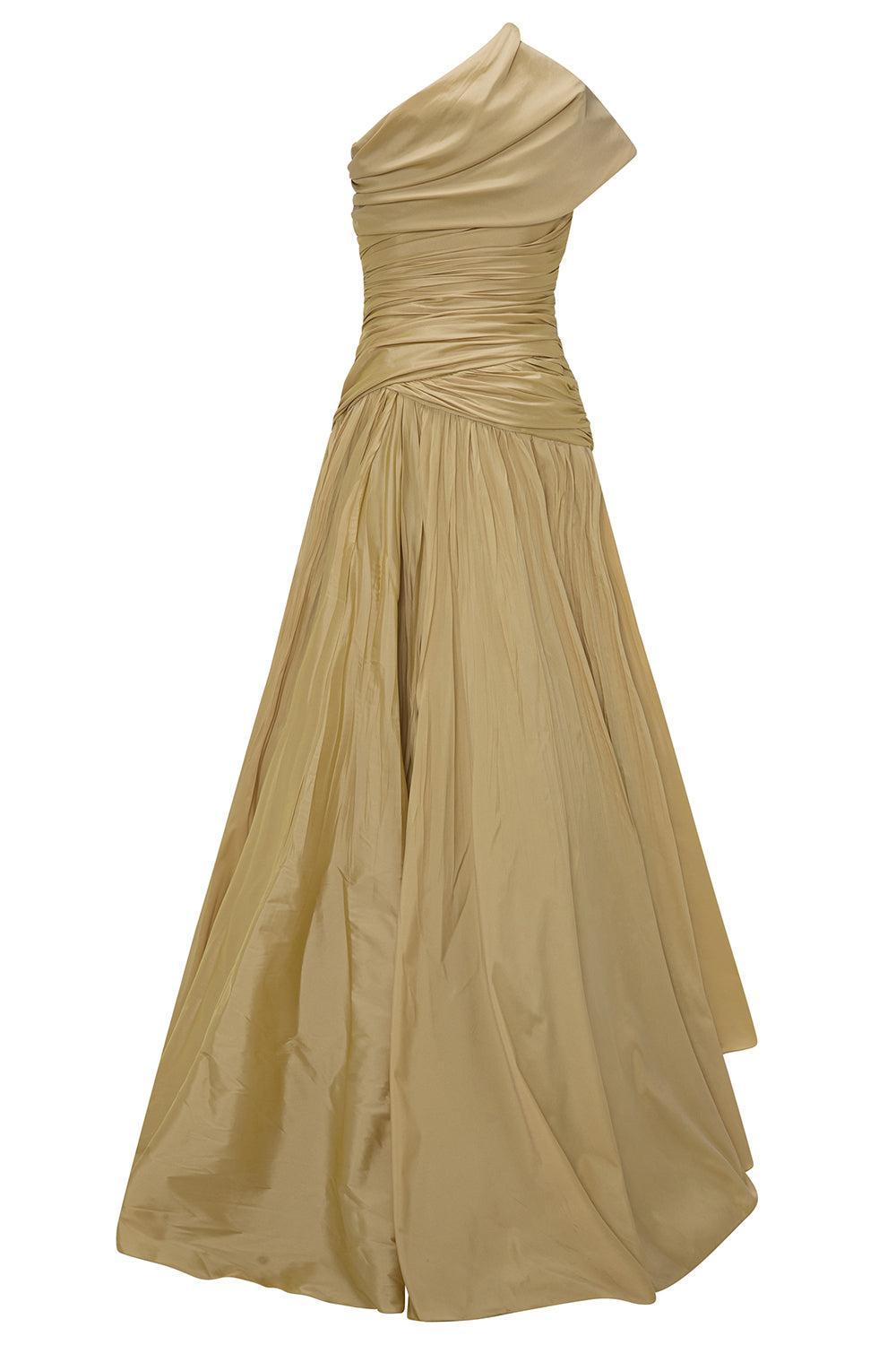One Shoulder Gown-GOLD-36-CLOTHINGDRESSGOWN-MARMAR HALIM