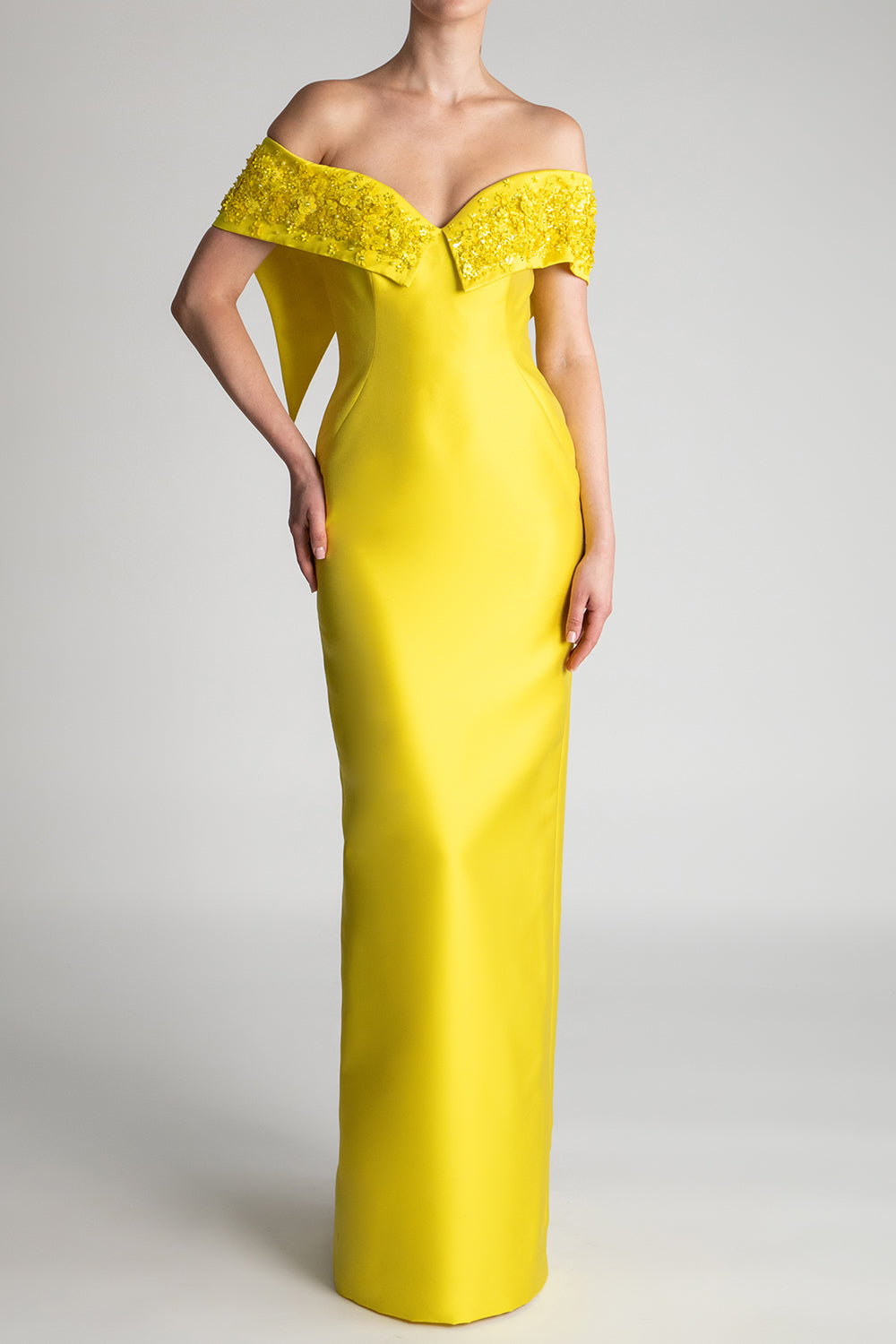  Crystal Embellished Off The Shoulder Gown-YELLOW-4-CLOTHINGDRESSGOWN-PAMELLA ROLAND 