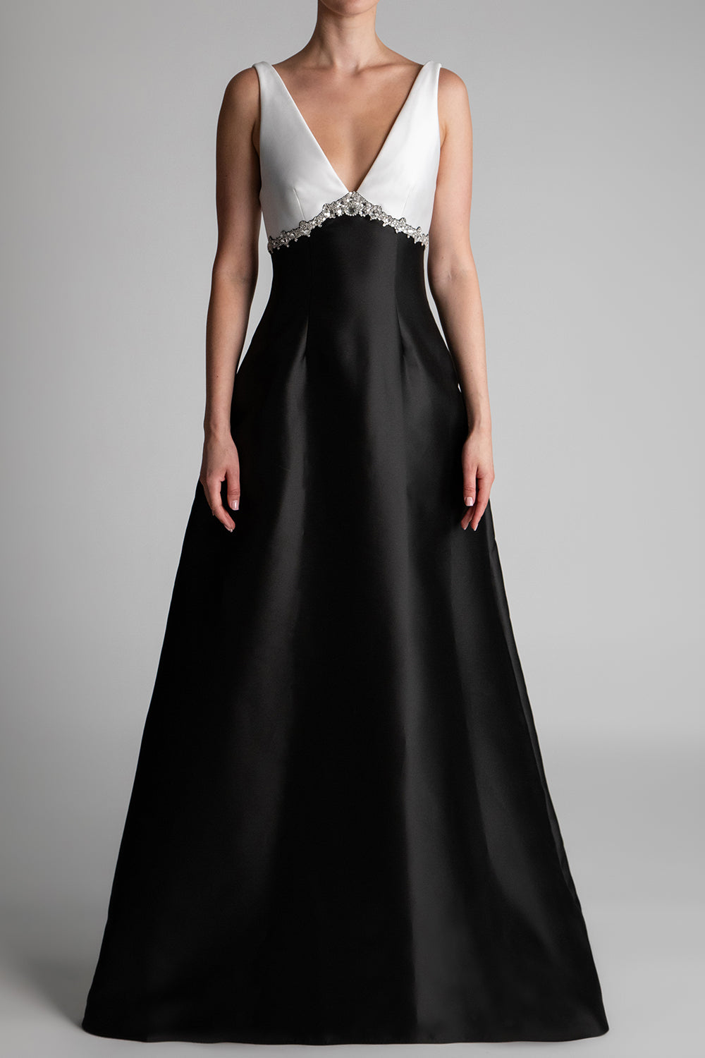 Crystal Embellished Sleeveless Gown-BLACK-6-CLOTHINGDRESSGOWN-PAMELLA ROLAND