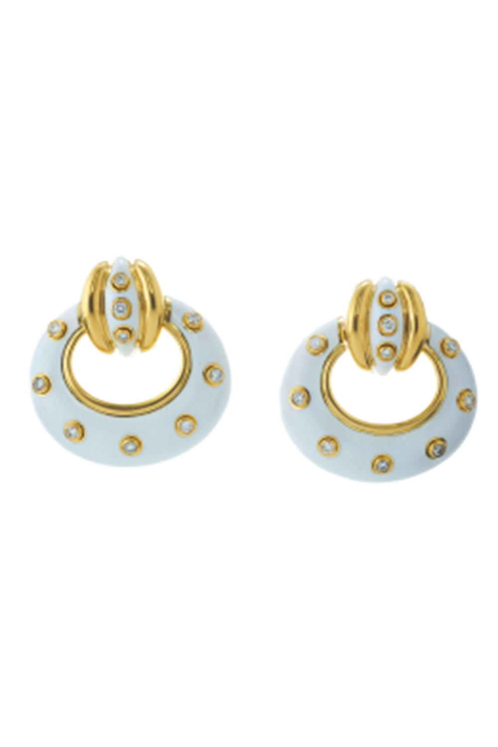 Diamond White Stud Doorknocker Earrings-YELLOW GOLD-JEWELRYFINE JEWELEARRING-DAVID WEBB
