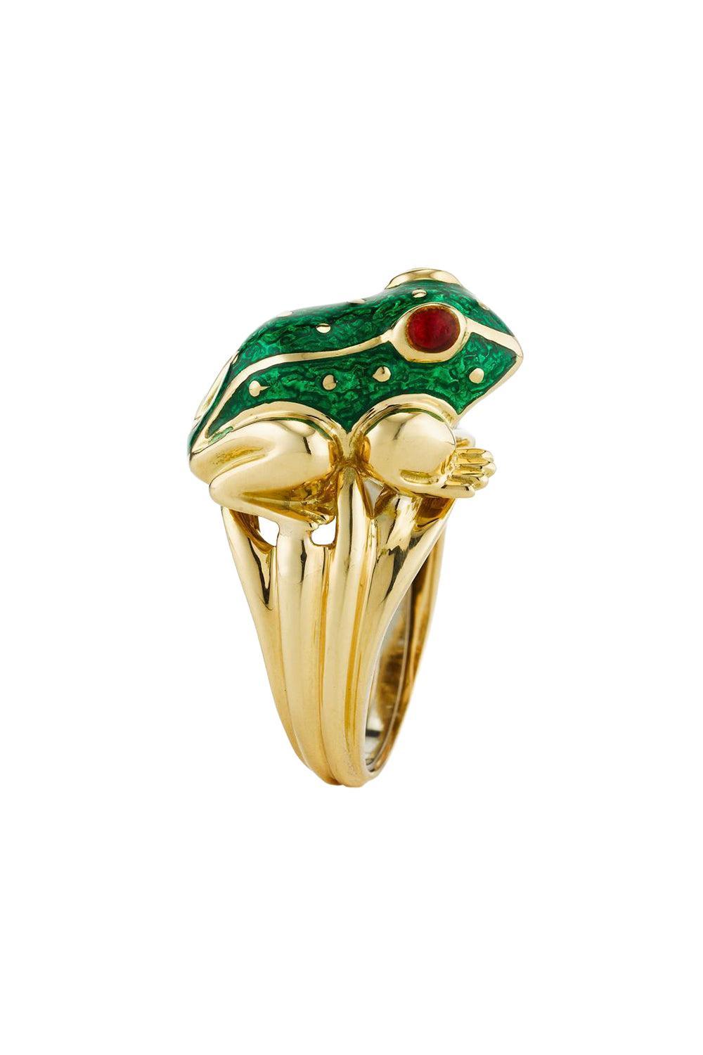 Green Red Baby Frog Ring-YELLOW GOLD-6.5-JEWELRYFINE JEWELRING-DAVID WEBB