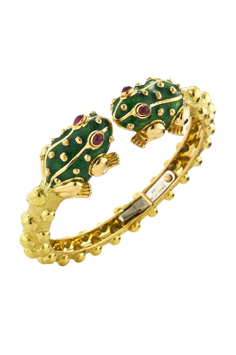 Ruby Green Baby Frog Bracelet-YELLOW GOLD-JEWELRYFINE JEWELBRACELET O-DAVID WEBB