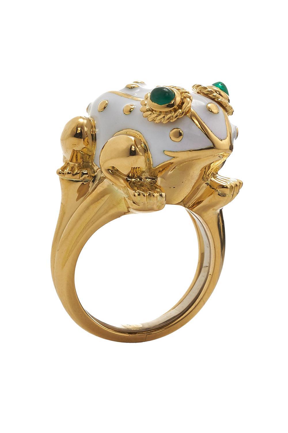 Emerald White Frog Ring-YELLOW GOLD-5.5-JEWELRYFINE JEWELRING-DAVID WEBB