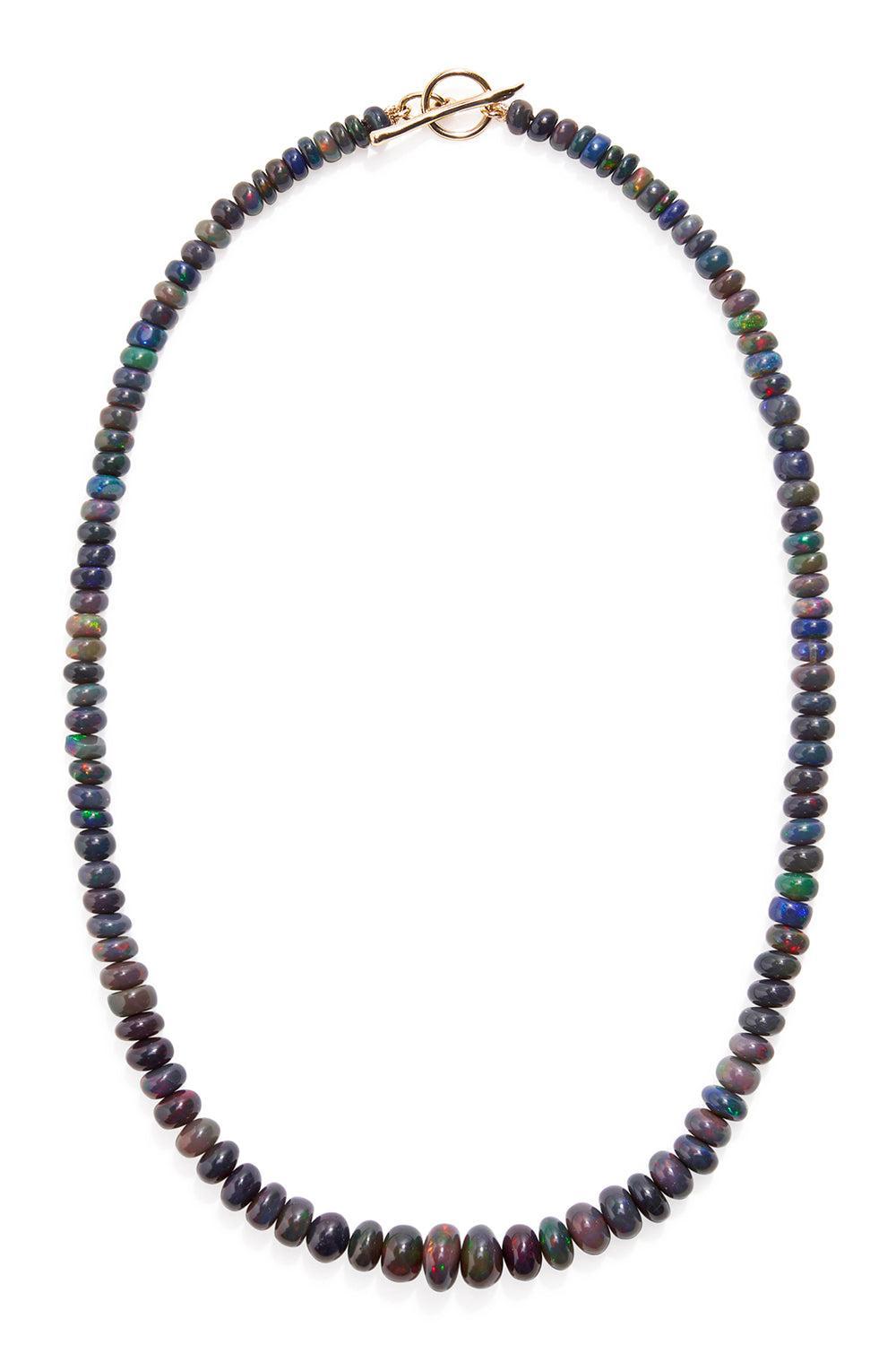 Graduated Black Opal Beaded Necklace-YELLOW GOLD-17-JEWELRYBOUTIQUENECKLACE O-LIZZIE FORTUNATO FINE