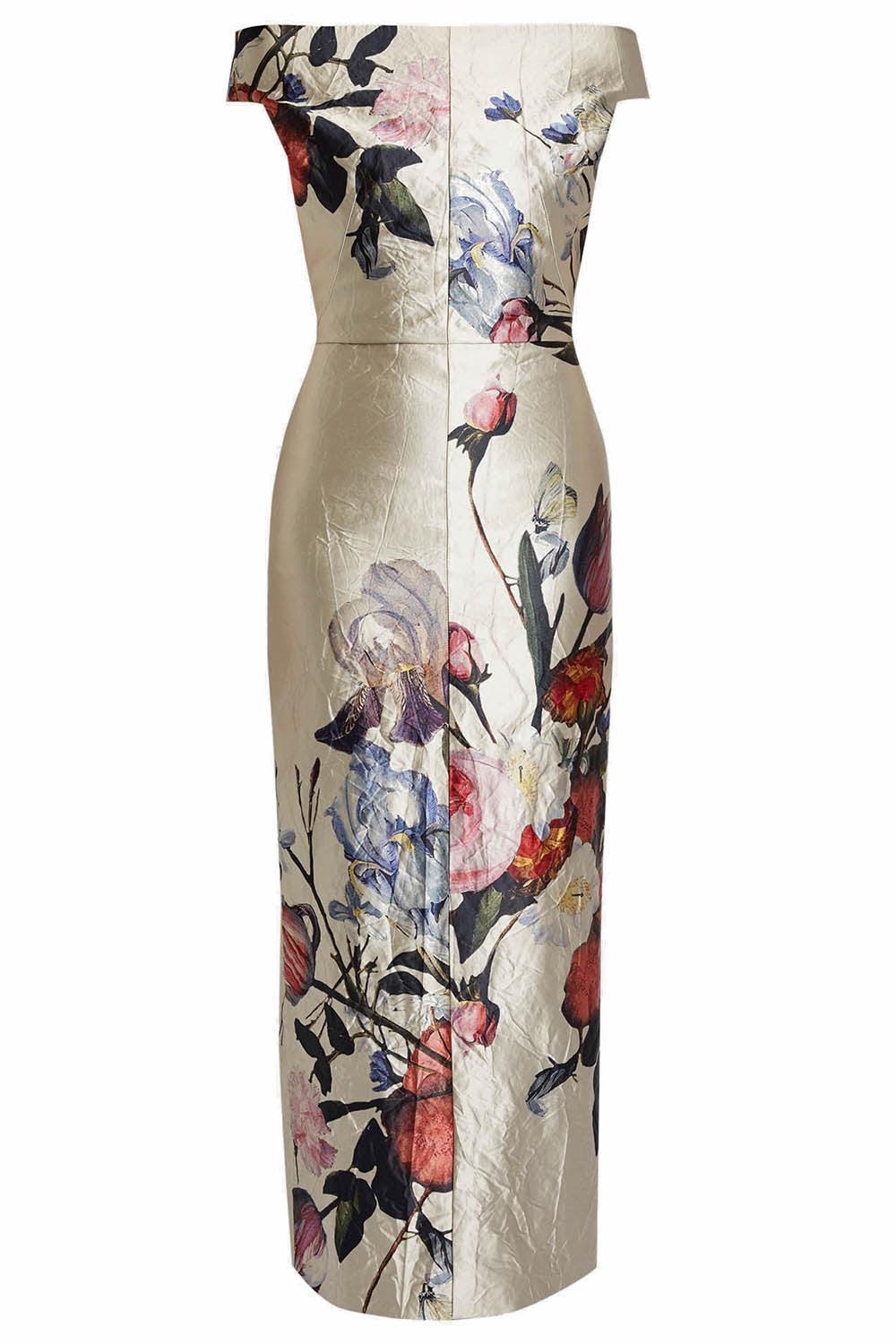 Floral Texture Off The Shoulder Gown-FLORAL-8-CLOTHINGDRESSCOCKTAIL-ERDEM