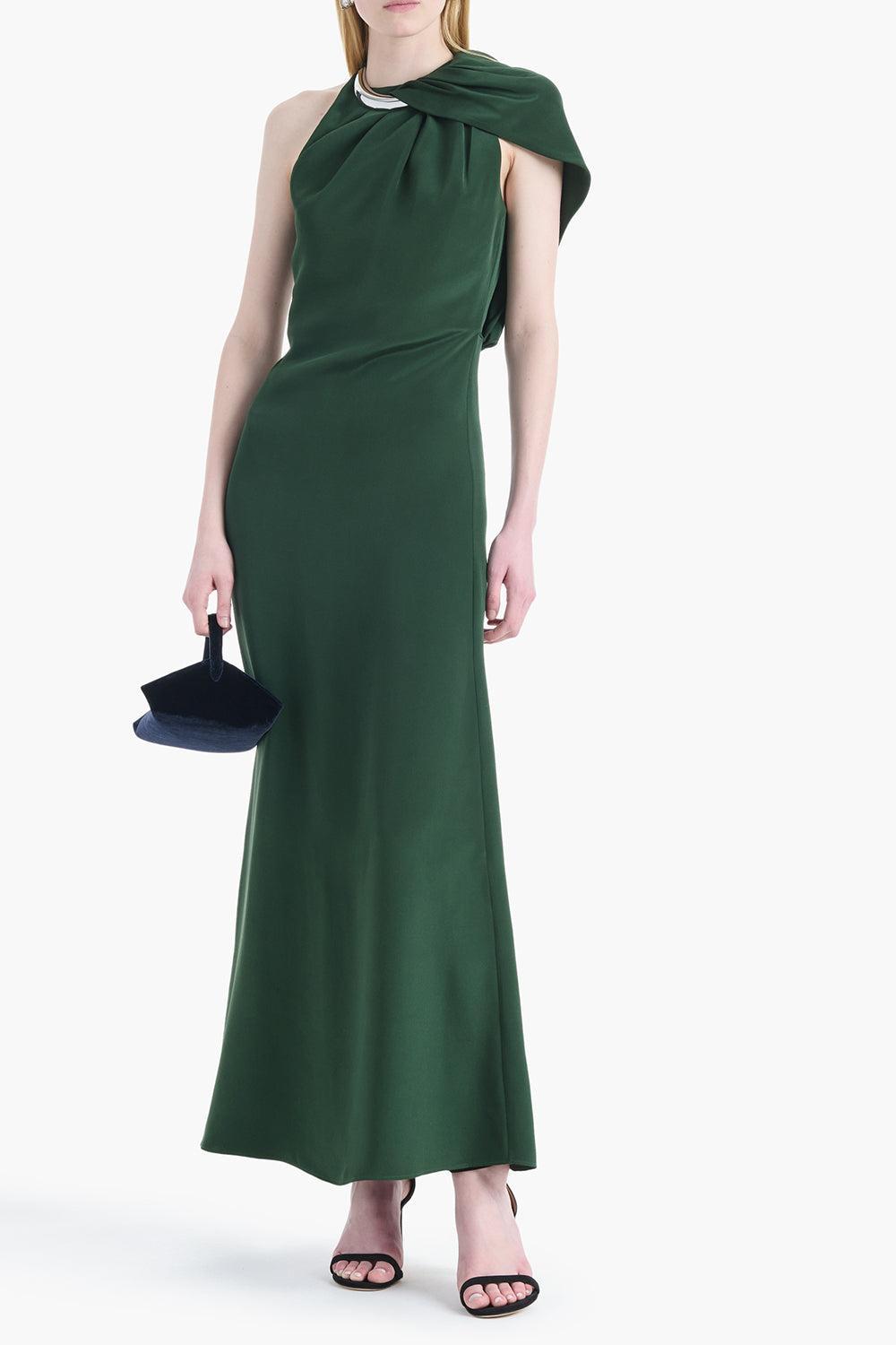Crawford Off The Shoulder Dress-GREEN-34-CLOTHINGDRESSEVENING-ALTUZARRA
