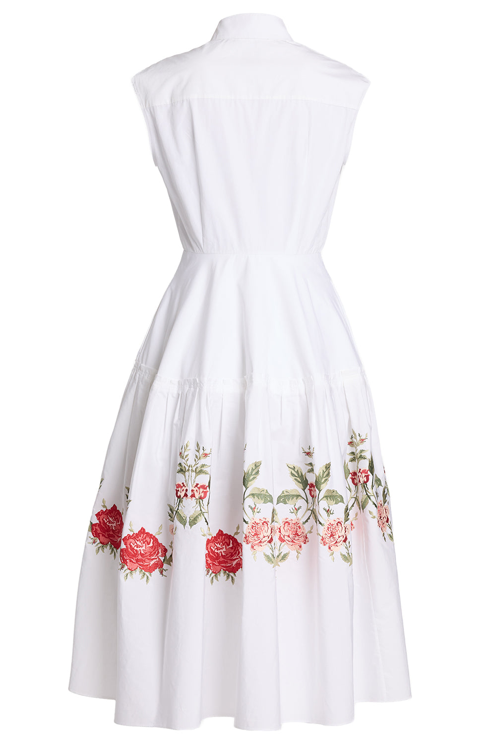 Embroidered Poplin Sleeveless Midi Dress