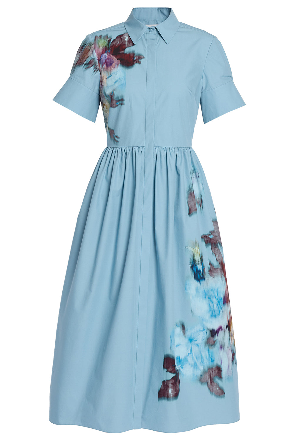Floral Poplin Short Sleeve Maxi Dress