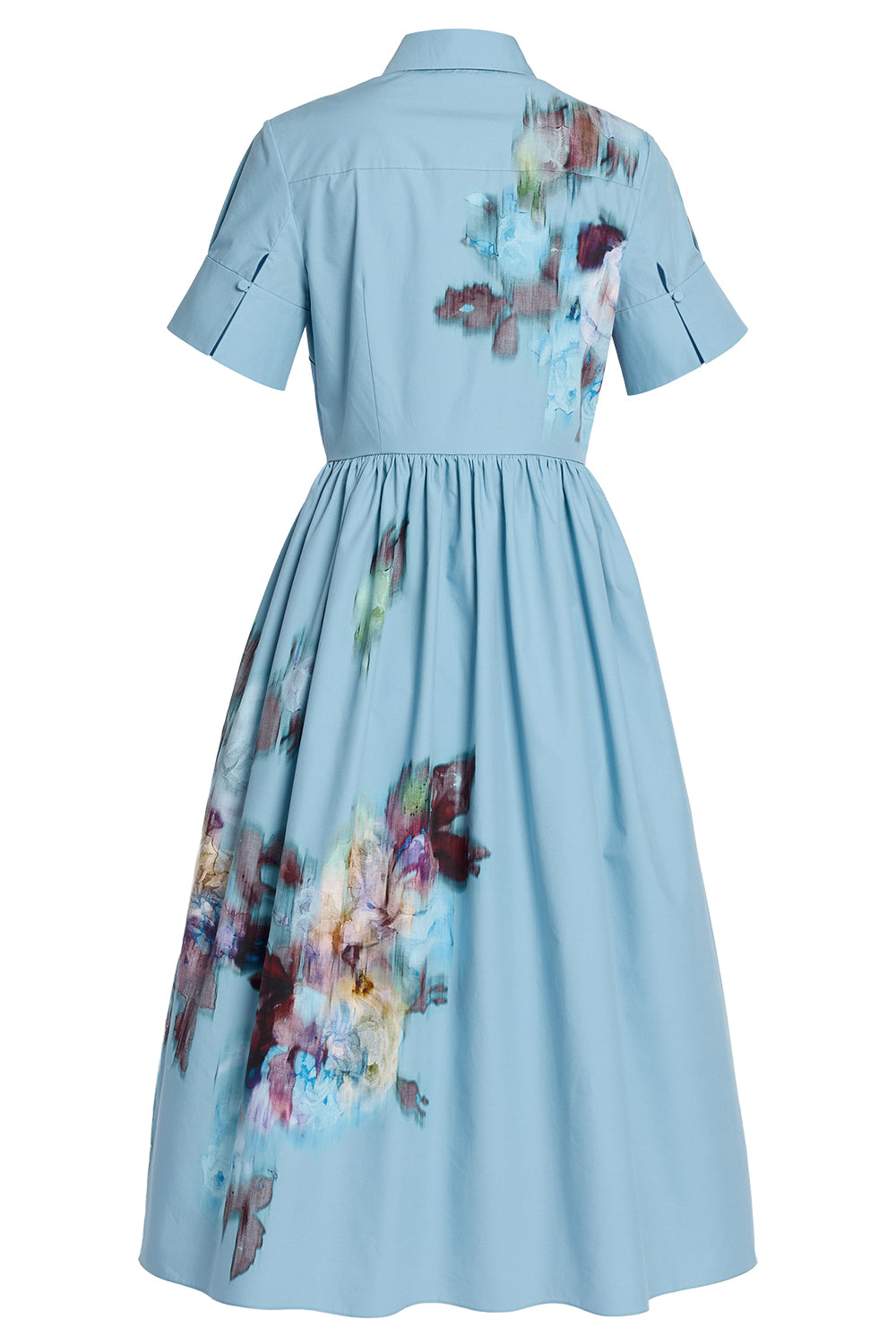 Floral Poplin Short Sleeve Midi Shirt Dress