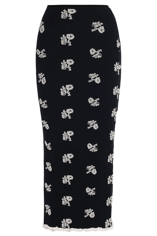 Floral Jacquard Midi Skirt