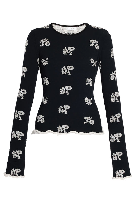 Floral Jacquard Long Sleeve Top