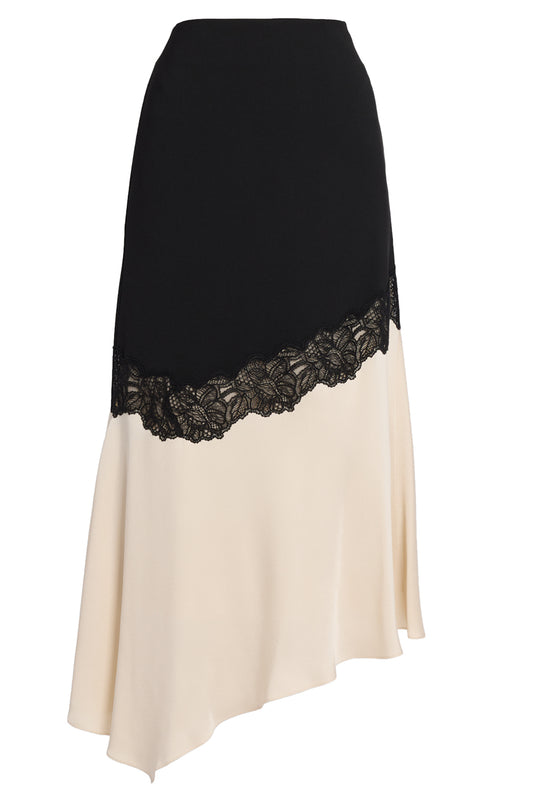 Lace Asymmetrical Midi Skirt