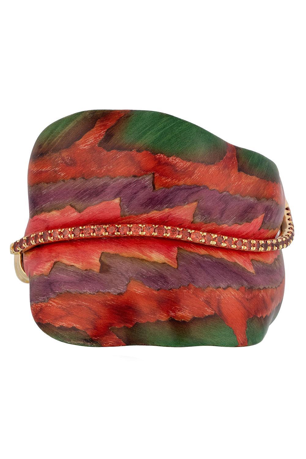 Spessartite Purple Green Leaf Marquetry Bracelet-YELLOW GOLD-JEWELRYFINE JEWELBRACELET O-SILVIA FURMANOVICH
