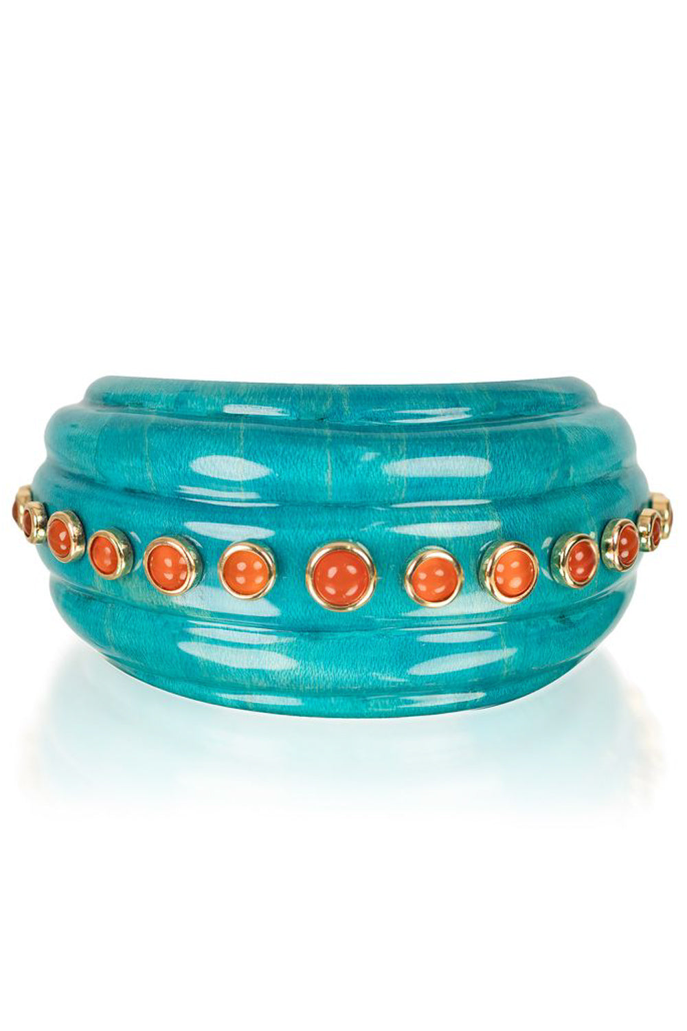 Blue Lacquered Marquetry Teardrop Cuff Bracelet