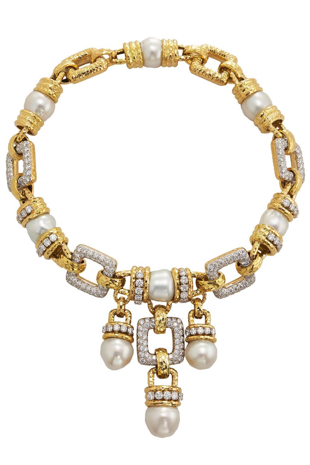 Pearl Diamond Freya Necklace-YELLOW GOLD-JEWELRYFINE JEWELNECKLACE O-DAVID WEBB