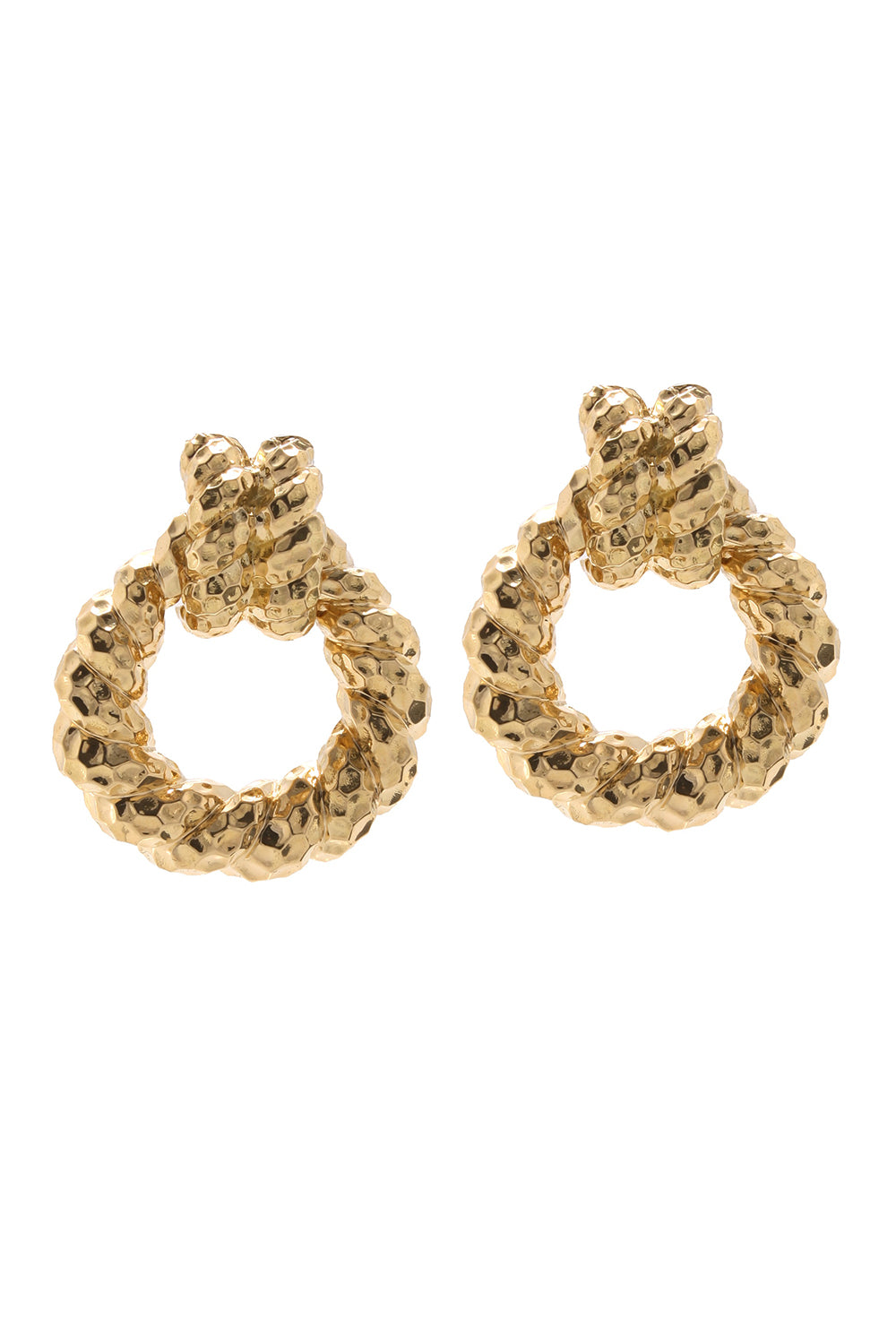 Small Rope Hammered Doorknocker Earrings