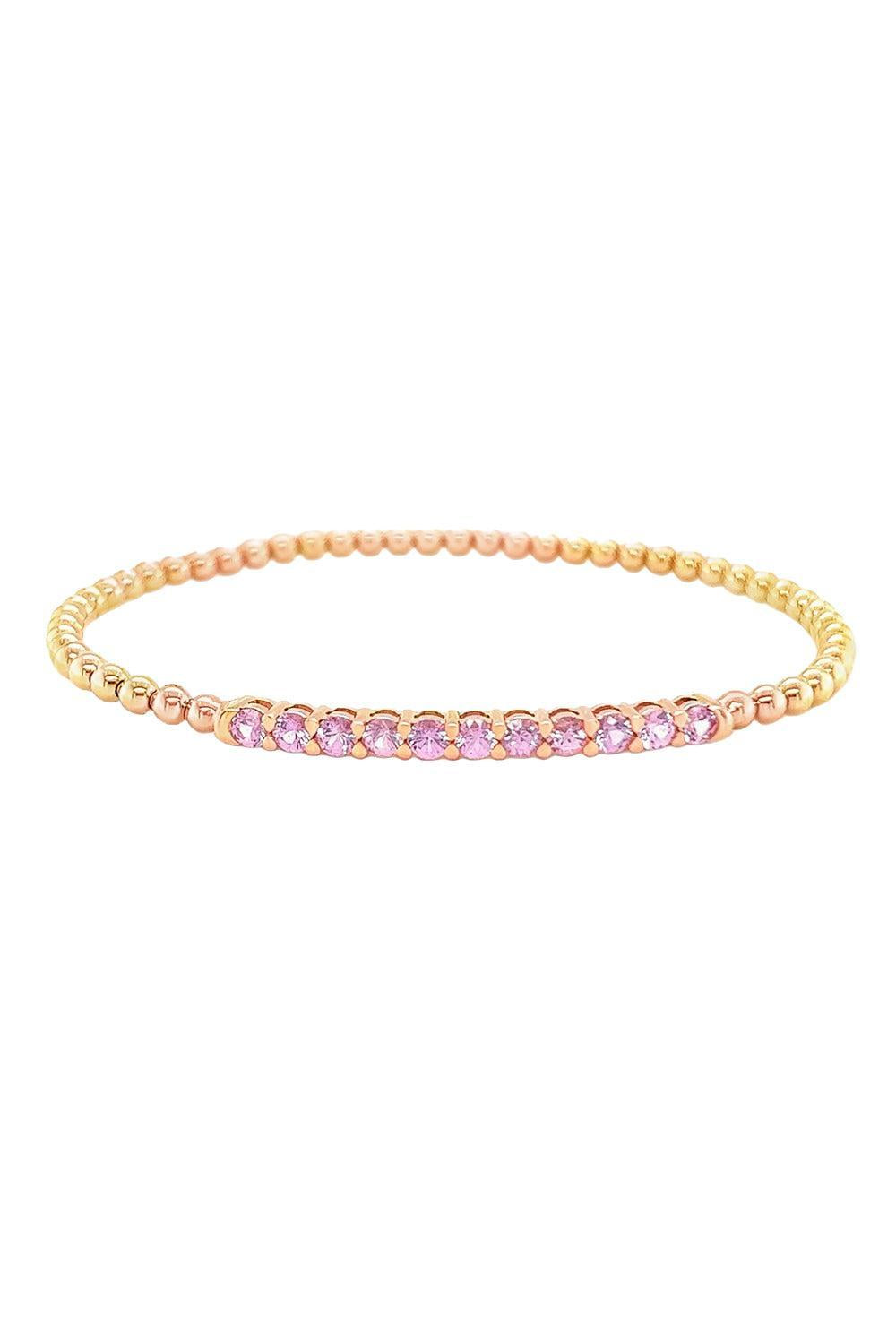 Pink Sapphire Stretch Beaded Bracelet-ROSE GOLD-JEWELRYFINE JEWELBRACELET O-LISA NIK