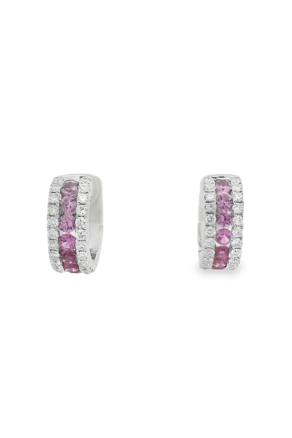 Pink Sapphire Diamond Ombre Hoop Earrings