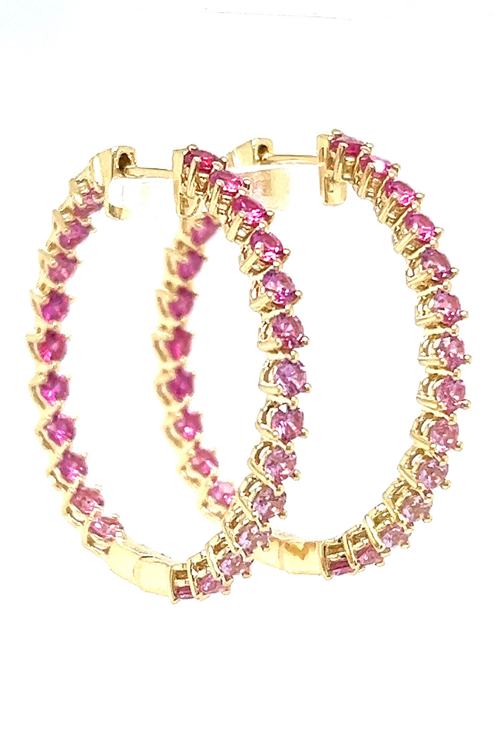 Pink Sapphire Rainbow Collection Hoop Earrings