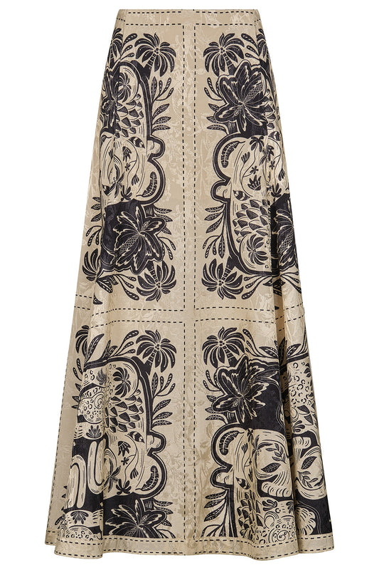 Encanto De Isla Ankle Skirt - Ecru Black