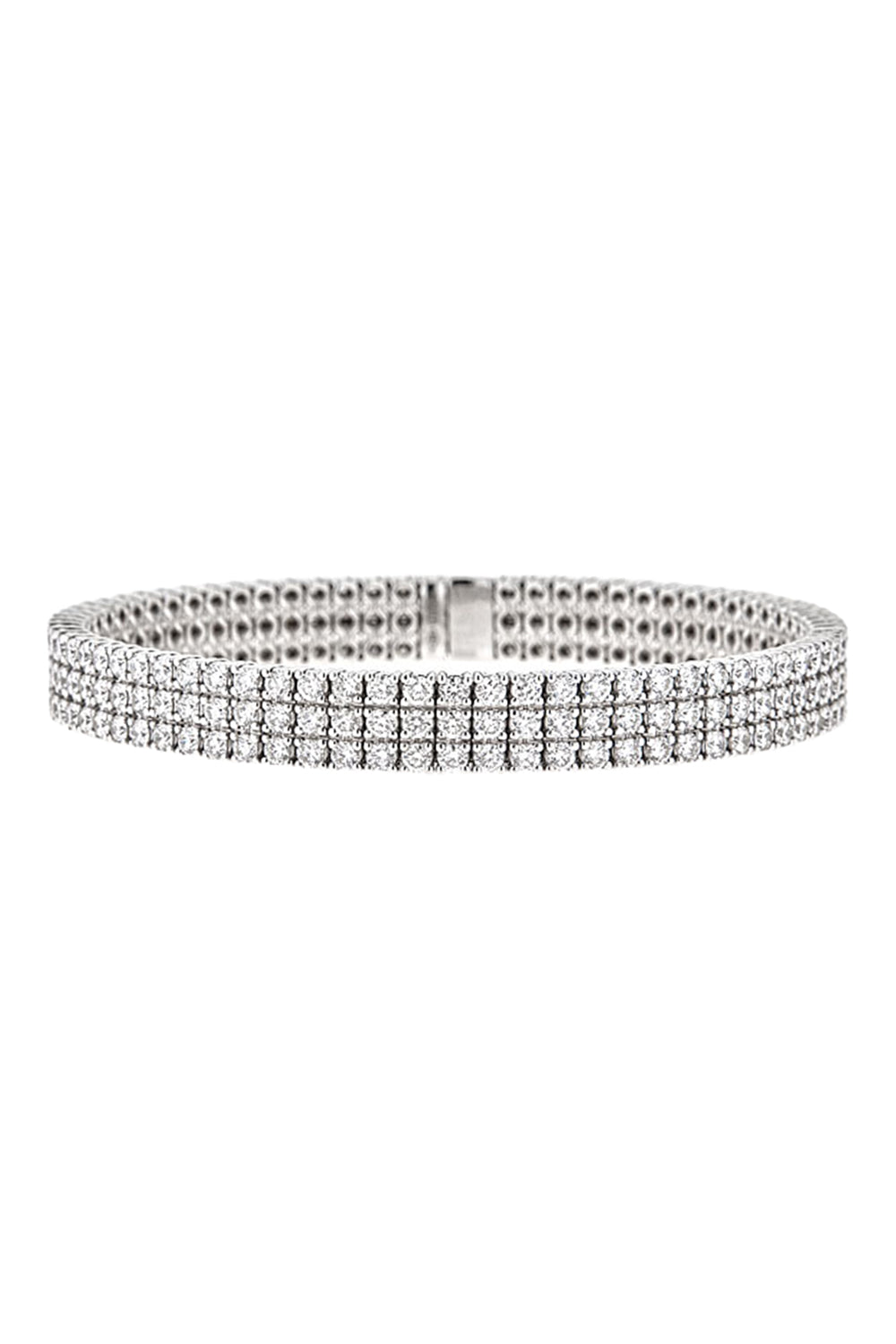 3 Row Diamond Stretch Bracelet - White Gold-WHITE GOLD-JEWELRYFINE JEWELBRACELET O-ZYDO