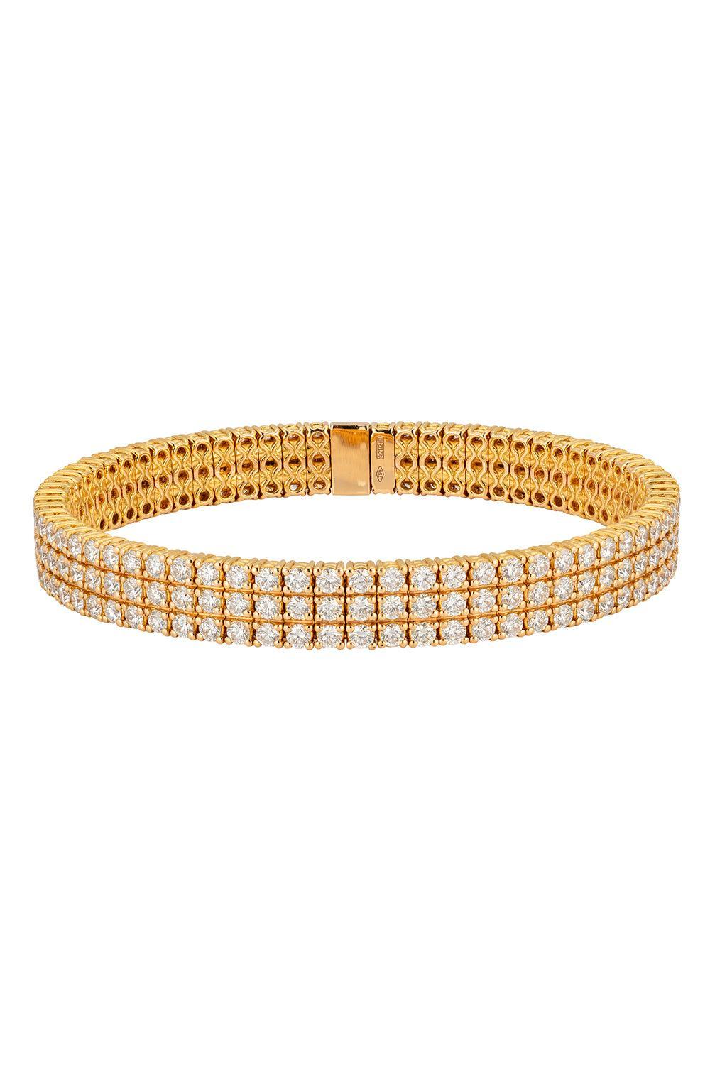 3 Row Diamond Stretch Bracelet - Yellow Gold-YELLOW GOLD-JEWELRYFINE JEWELBRACELET O-ZYDO