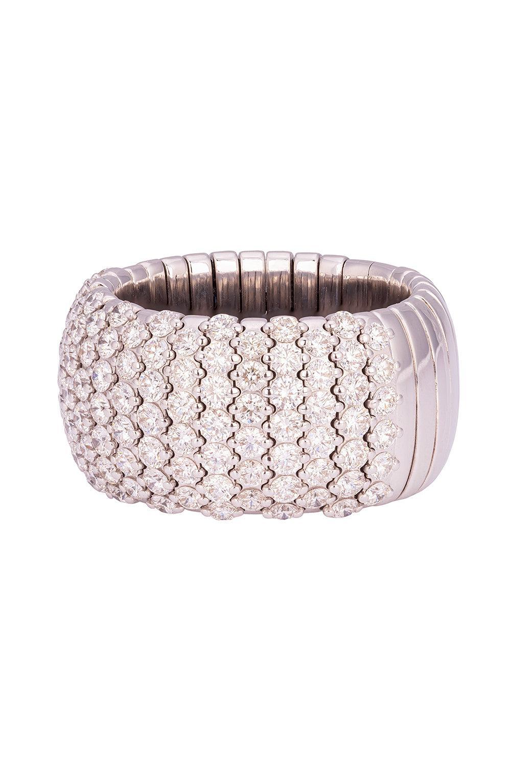 Wide Diamond Stretch Ring - White Gold-WHITE GOLD-8.5-JEWELRYFINE JEWELRING-ZYDO