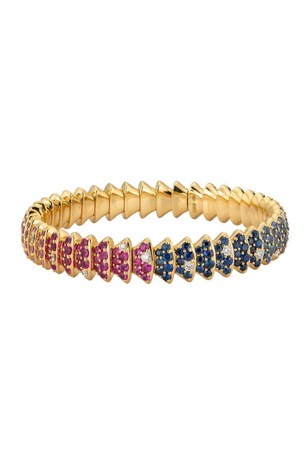 Rainbow Sapphire Diamond Multi Element Bracelet-YELLOW GOLD-JEWELRYFINE JEWELBRACELET O-ZYDO