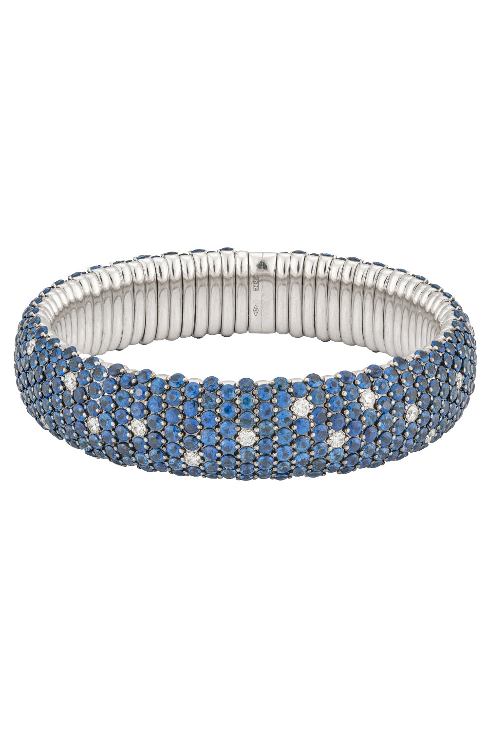 Blue Sapphire Diamond Domed Stretch Bracelet