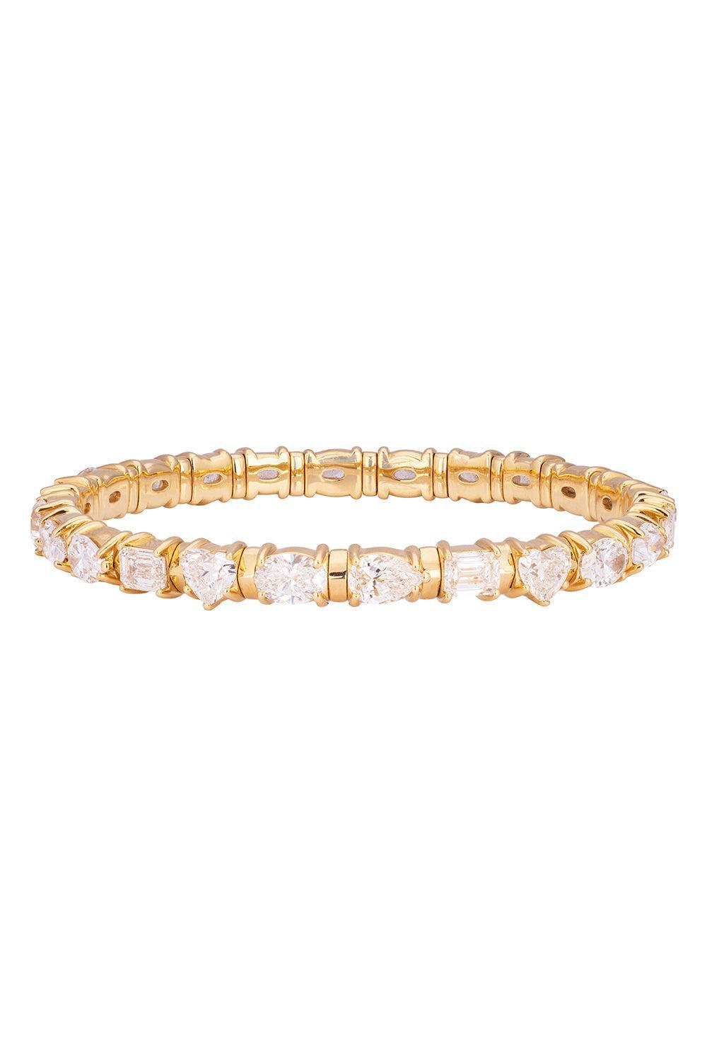 Diamond Mix Shape Stretch Bracelet - Yellow Gold-YELLOW GOLD-JEWELRYFINE JEWELBRACELET O-ZYDO