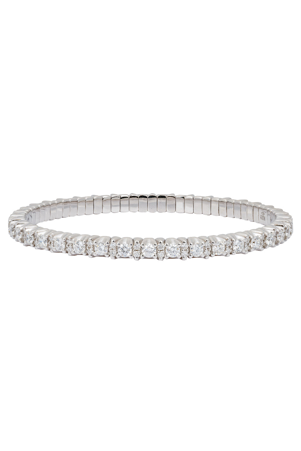Diamond Alternating Stretch Bracelet - White Gold