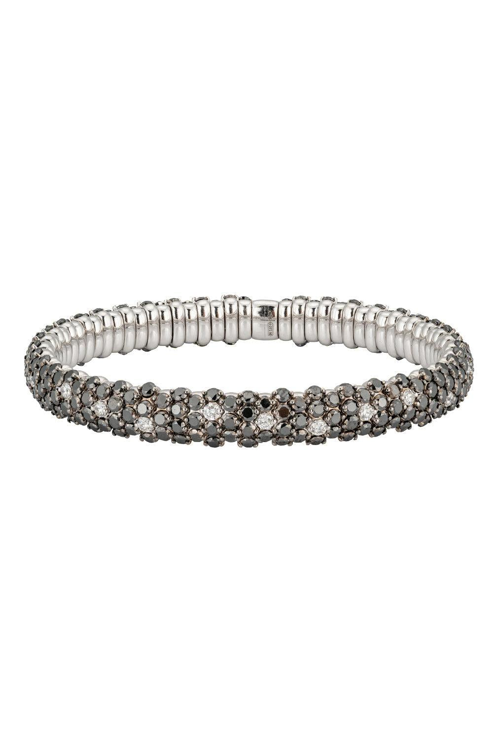 Black White Diamond Stretch Bracelet-WHITE GOLD-JEWELRYFINE JEWELBRACELET O-ZYDO