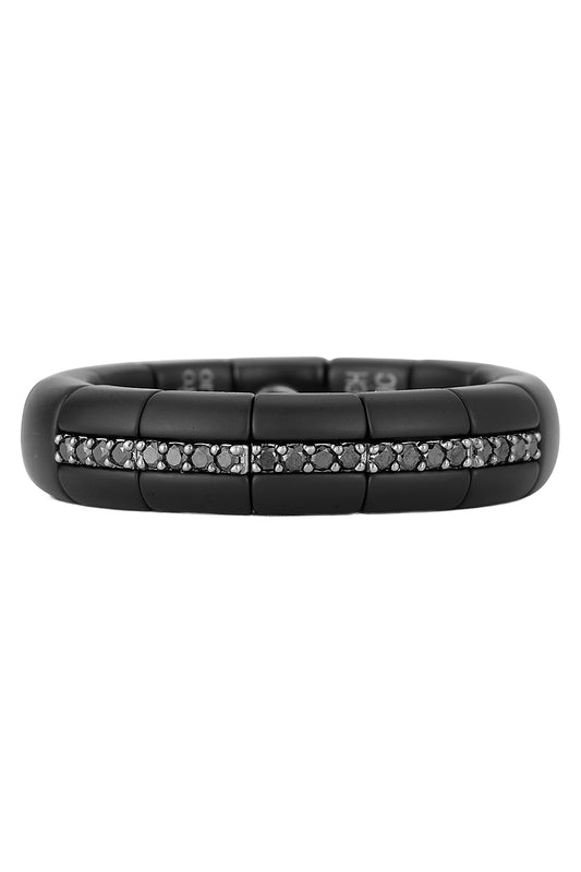Diamond Matte Black Pura Stretch Ring-WHITE GOLD-10-JEWELRYFINE JEWELRING-ROBERTO DEMEGLIO
