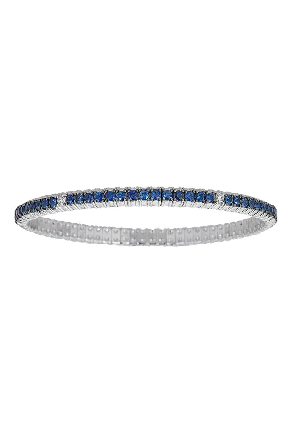 1 Row Blue Sapphire Diamond Stretch Bracelet-WHITE GOLD-JEWELRYFINE JEWELBRACELET O-ZYDO